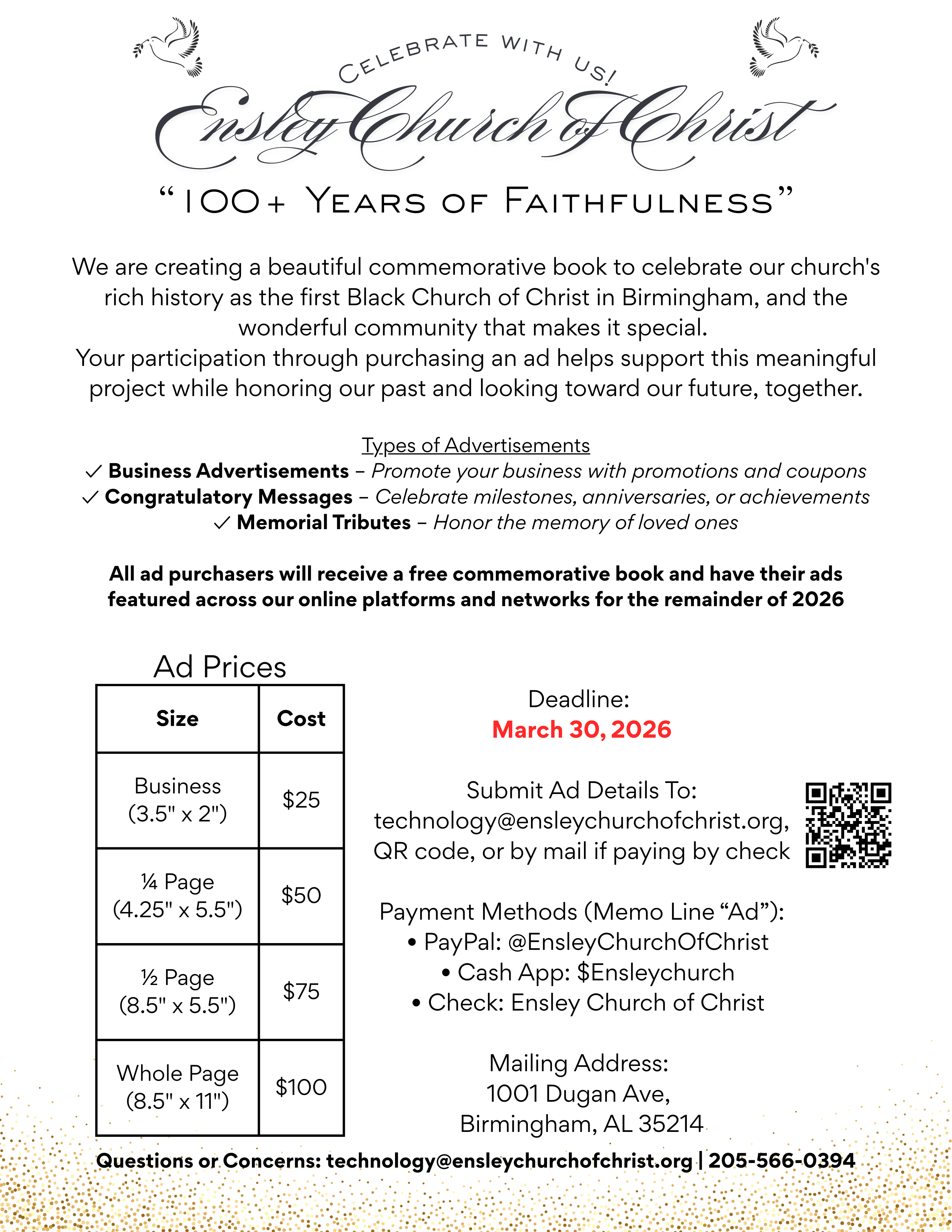 Purchase an ad for your business or loved ones!